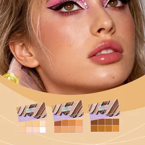 Detalle de las paletas de corrector Zephoco Soft Matte y maquillaje perfecto en la modelo
