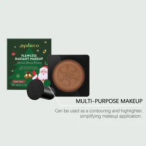 Base de maquillaje cushion radiante zephoco multiuso para piel oscura con esponja