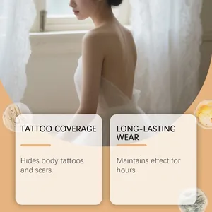 Vue détaillée du fond de teint couvrant pour dissimuler tatouages et cicatrices.