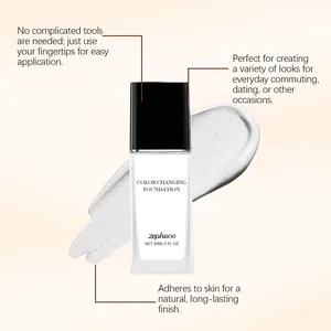 Zephoco 30ml foundation που αλλάζει χρώμα, λεπτομέρεια υφής και φυσικού αποτελέσματος.