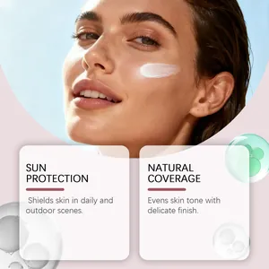 Detailed macro view of lightweight foundation cream on skin showing sun protection