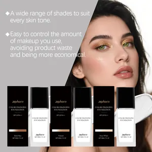 Close-up of Zephoco color changing foundation shades for a flawless natural finish