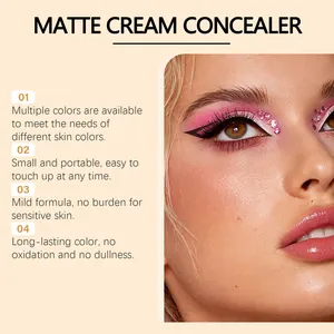 Primer plano de maquillaje de ojos rosa vibrante y piel impecable con corrector mate