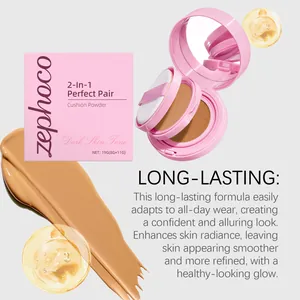 Zephoco polvos cushion 2 en 1 para tonos de piel oscuros con detalle de larga duración