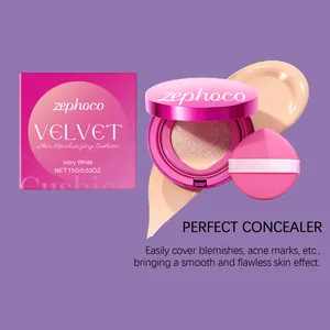 Dettaglio del Zephoco Ivory White Velvet Skin Moisturizing Cushion con scatola rosa