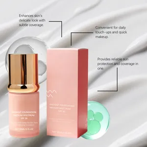 Radiant foundation bottle and box with SPF 30 coverage and natural hydrating finish