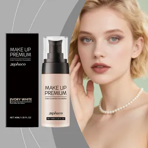 Zephoco ivory white matte color correction foundation with bottle and box details
