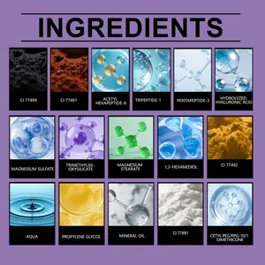 Elenco completo degli ingredienti con peptidi e minerali per fondotinta cushion idratante