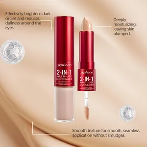 Detail of Zephoco 2-in-1 concealer showing both stick and liquid cream applicator