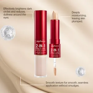 Detail view of Zephoco 2-in-1 dual-ended concealer with moisturizing liquid and balm textures