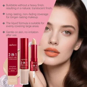 Detail view of Zephoco 2-in-1 brown concealer balm and liquid wand for natural finish