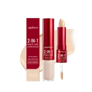 Zephoco 2-in-1 multi-use concealer in light brown with stick and liquid dual ends.