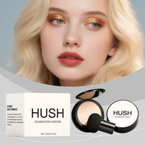 Set fondotinta cushion illuminante HUSH con confezione ed effetto trucco su modella
