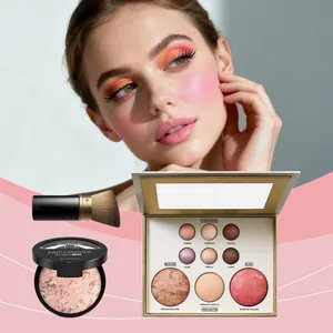 Nahaufnahme des Zephoce Make-up-Sets mit Lidschattenpalette, Foundation und Pinsel