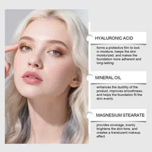 Dettaglio degli ingredienti della cushion cream con acido ialuronico per il trucco