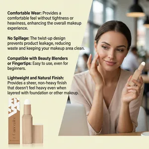 Detailed view of silk liquid concealer stick with natural lightweight finish features