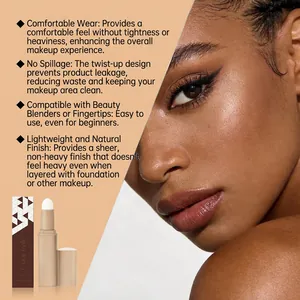 Detail des flüssigen Kakao-Concealer-Stifts mit natürlichem Finish auf der Haut