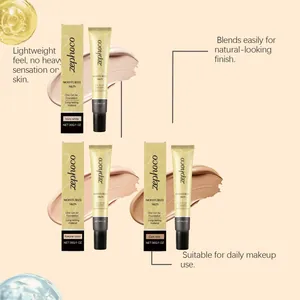 Λεπτομέρεια αποχρώσεων foundation zephoco: Ivory white, Natural color και Dark skin.