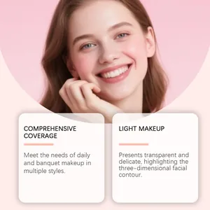 Detailansicht eines natürlichen Make-ups mit voller Deckkraft und strahlendem Finish.