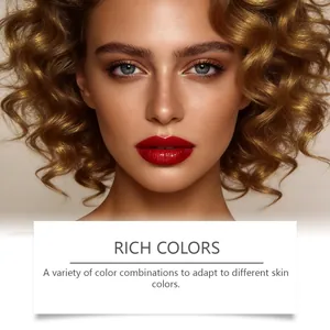 Professioneller Make-up-Look mit kräftigen roten Lippen und blondem Haar