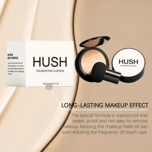 Vista dettagliata della confezione e del compatto del fondotinta cushion di HUSH