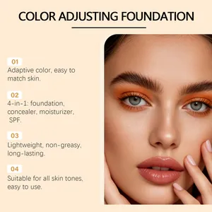 Λεπτομερής προβολή του make-up προσαρμογής χρώματος με βασικά χαρακτηριστικά