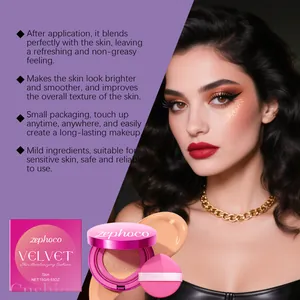 Dettaglio Zephoco Velvet Skin Moisturizing Cushion con look modella e vantaggi prodotto