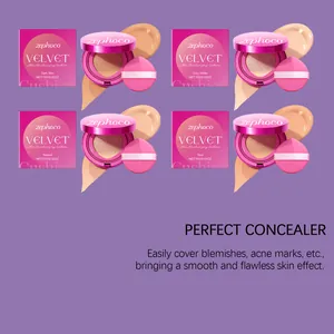 Presentazione professionale di zephoco Velvet Skin Moisturizing Cushion in quattro tonalità