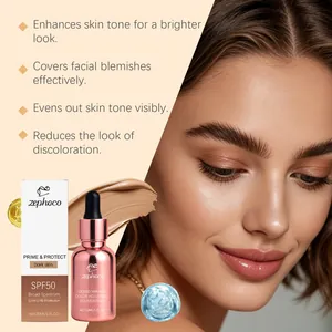 zephoco liquid mirage color adjusting foundation SPF50 for dark skin on model