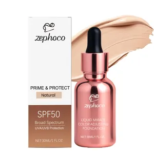 Zephoco natürliche farbanpassende Foundation mit LSF50, leichtes und hydratisiertes Finish
