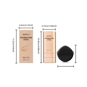 Zephoco light skin foundation stick dimensions showing 20g product size with makeup puff
