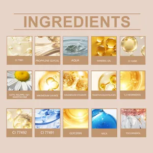 Detailed ingredient list for natural color foundation including Aqua and Glycerin.