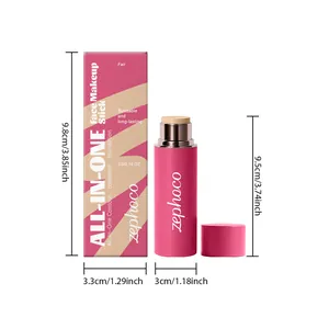 Barra de maquillaje Zephoco todo en uno con dimensiones para corrector y base facial