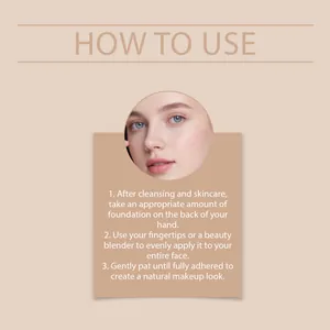 Instructional guide on how to apply natural liquid foundation for a smooth makeup look.