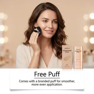 Zephoco foundation stick details showing the included soft professional makeup puff