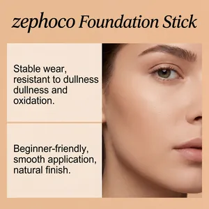Detail shot of zephoco Foundation Stick showing a smooth, natural matte skin finish.