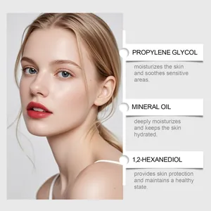 Close-up detail of color changing foundation listing hydrating ingredients and skin benefits