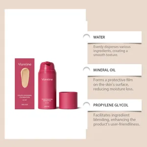 Viareline temperature color changing foundation SPF 15 with key ingredient details