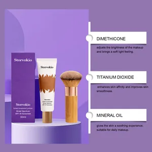 Detailed ingredient overview for Storvokio tinted primer and makeup brush set.