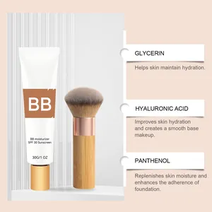 Set de crema BB SPF 30 con glicerina y ácido hialurónico y brocha de maquillaje