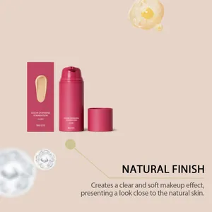Detail view of color changing foundation showing natural finish and soft skin-like texture