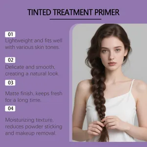 Detail page of Tinted Treatment Primer showing moisturizing and matte finish features