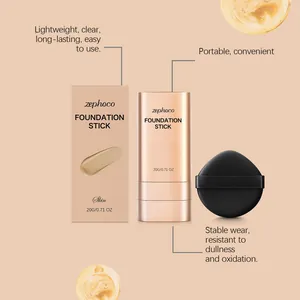 Zephoco lightweight foundation stick set with packaging box and black makeup puff