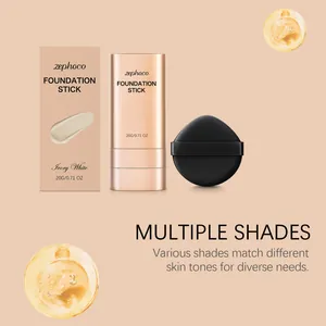 Zephoco Ivory White foundation stick set with puff for seamless skin tone coverage.
