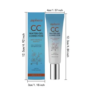Detail of Zephoco CC water-gel correction cream with product dimensions and packaging