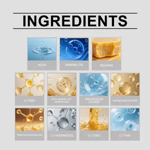 Detailed view of the ingredients used in the color-changing foundation stick.