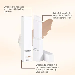 High-quality matte concealer foundation stick with cream swatch and sleek white packaging.