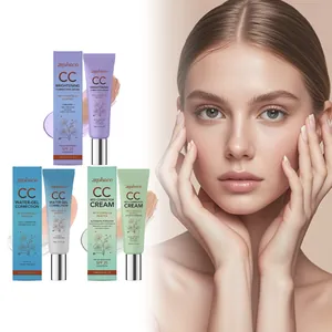 Detail view of Zephoco CC cream collection with model demonstrating smooth skin finish