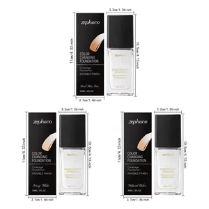 Specifications and dimensions for Zephoco color changing foundation in three different shades