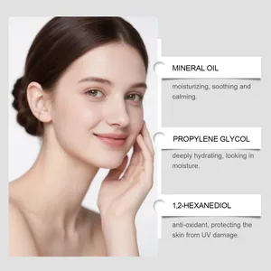 Close-up of model face highlighting skincare ingredients for hydrating CC cream